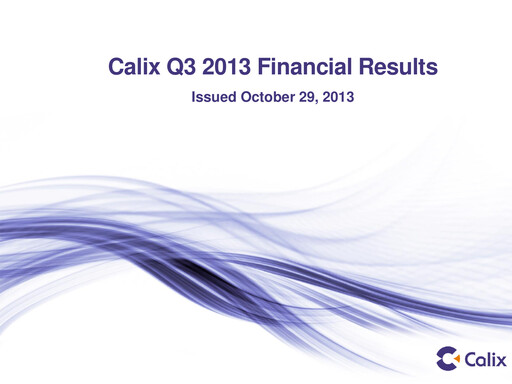 Thumbnail Calix Quarterly Report 2013-q3