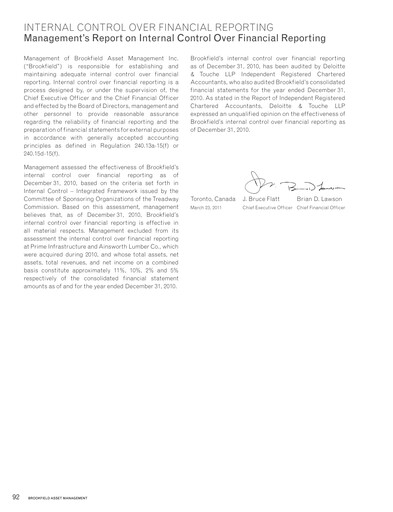 Miniature Brookfield Infrastructure Partners
 Bilan financier 2010