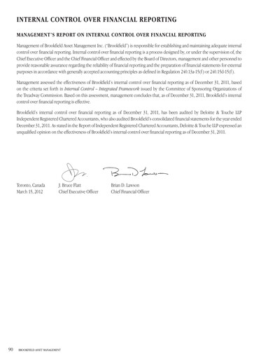 Miniature Brookfield Infrastructure Partners
 Bilan financier 2011