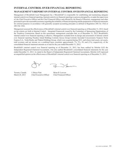 Miniature Brookfield Infrastructure Partners
 Bilan financier 2012