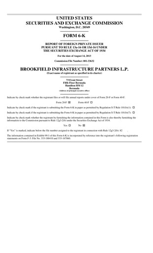 Thumbnail Brookfield Infrastructure Partners
 Quarterly Report 2013-q2