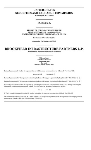 Thumbnail Brookfield Infrastructure Partners
 Quarterly Report 2013-q3