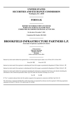 Thumbnail Brookfield Infrastructure Partners
 Quarterly Report 2014-q3