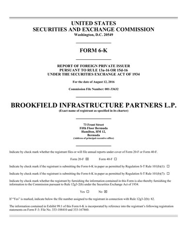 Thumbnail Brookfield Infrastructure Partners
 Quarterly Report 2016-q2