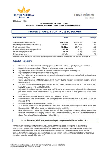Thumbnail British American Tobacco Financial Report 2012