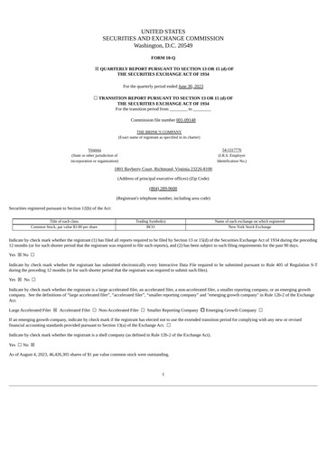 Thumbnail Brink's
 Quarterly Report 2023-q2