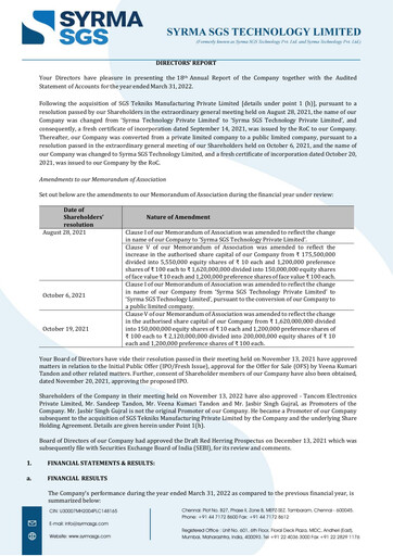 Thumbnail Syrma SGS Technology Annual Report fy2022