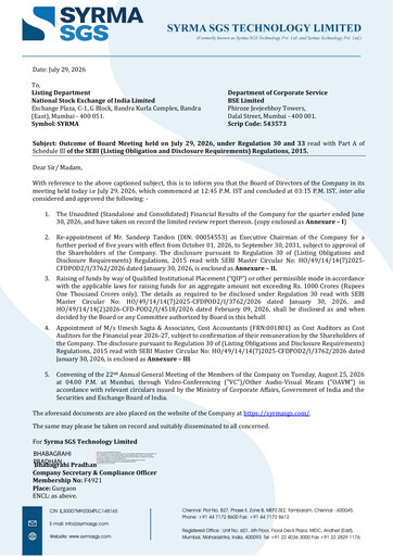 Thumbnail Syrma SGS Technology Quarterly Report 2026-q1