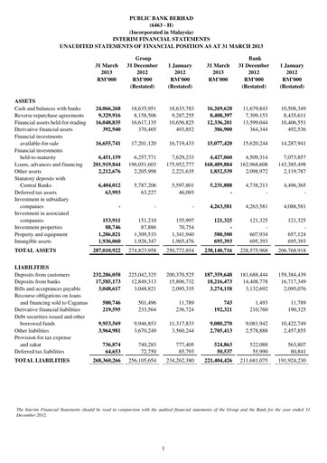 Thumbnail PBBank (Public Bank Bhd) Quarterly Report 2013-q1