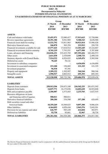 Thumbnail PBBank (Public Bank Bhd) Quarterly Report 2014-q1