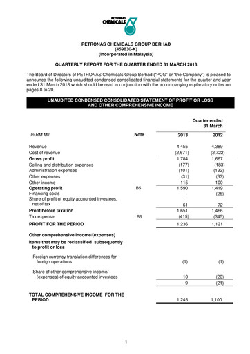 Miniature PChem (Petronas Chemicals Group) Rapport trimestriel 2013-q1