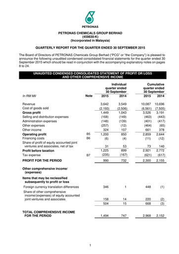 Miniature PChem (Petronas Chemicals Group) Rapport trimestriel 2015-q3