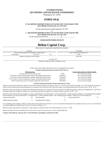 Thumbnail Rithm Capital Quarterly Report 2022-q3