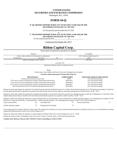 Thumbnail Rithm Capital Quarterly Report 2025-q2