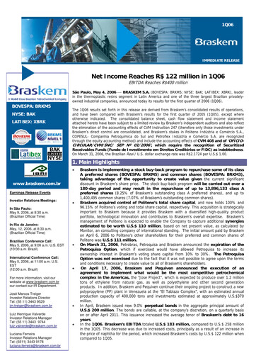 Thumbnail Braskem Quarterly Report 2006-q1