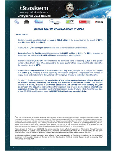 Thumbnail Braskem Quarterly Report 2011-q2
