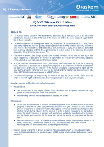 Thumbnail Braskem Quarterly Report 2014-q2