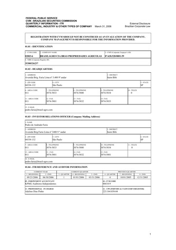 Vorschaubild Brasil Agro Finanzmitteilung fy2006