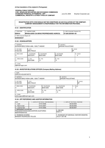 Vorschaubild Brasil Agro Finanzmitteilung fy2009