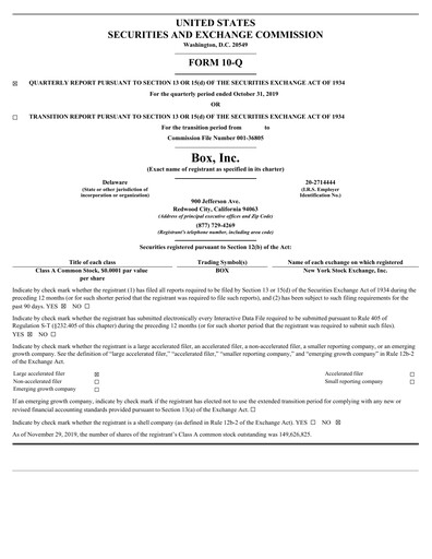 Miniature Box, Inc. Rapport trimestriel 2020-q3