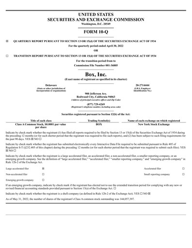 Miniature Box, Inc. Rapport trimestriel 2023-q1