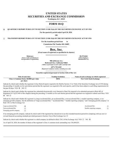 Miniature Box, Inc. Rapport trimestriel 2027-q1