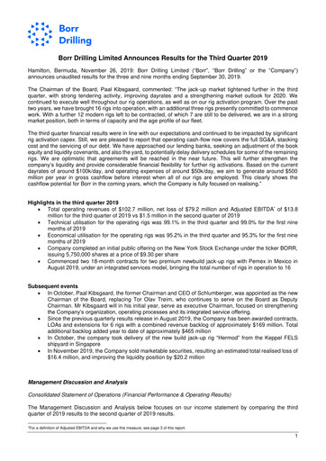 Miniature Borr Drilling
 Rapport trimestriel 2019-q3