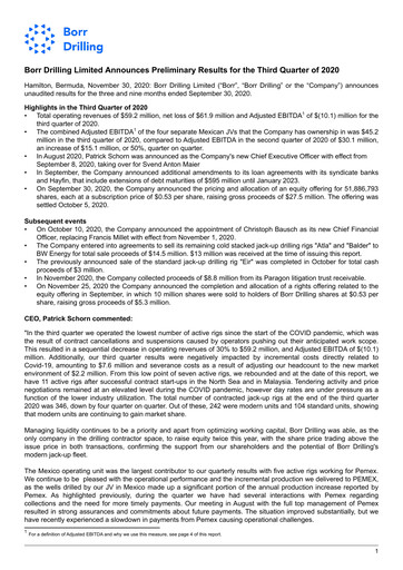 Miniature Borr Drilling
 Rapport trimestriel 2020-q3
