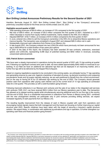 Miniature Borr Drilling
 Rapport trimestriel 2021-q2