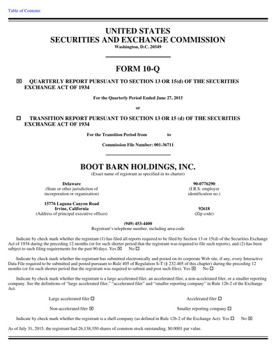 Thumbnail Boot Barn Holdings
 Quarterly Report 2016-q1