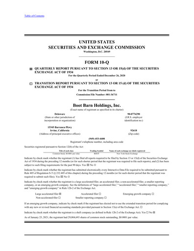 Thumbnail Boot Barn Holdings
 Quarterly Report 2021-q3