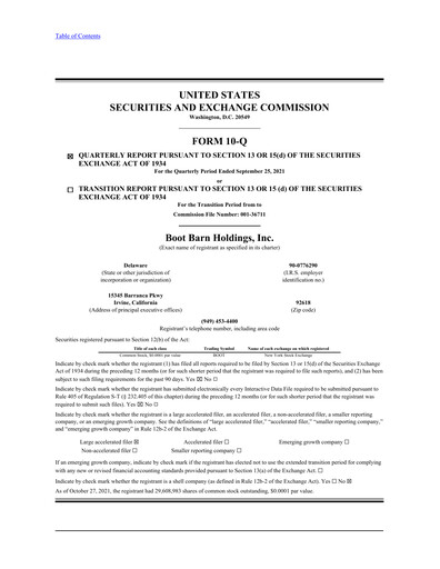 Thumbnail Boot Barn Holdings
 Quarterly Report 2022-q2