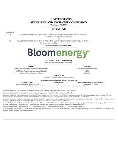 Thumbnail Bloom Energy
 Annual Report 2021