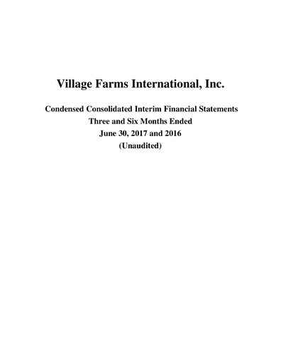 Thumbnail Village Farms International Quarterly Report 2017-q2