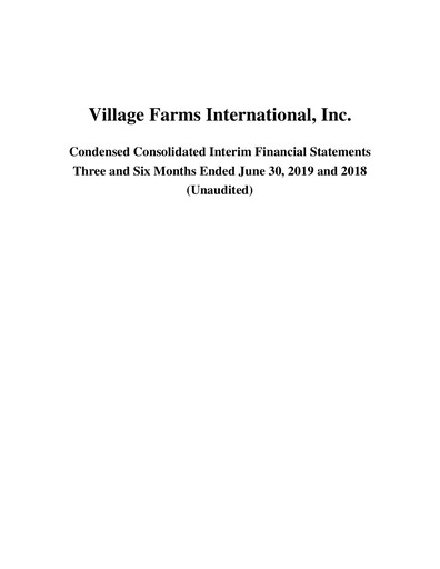 Thumbnail Village Farms International Quarterly Report 2019-q2