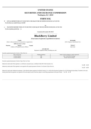 Thumbnail BlackBerry Annual Report 2025