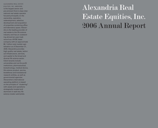 Vorschaubild Alexandria Real Estate Equities
 Jahresbericht 2006