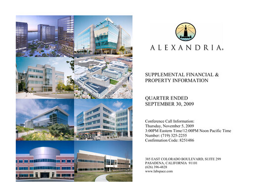 Vorschaubild Alexandria Real Estate Equities
 Quartalsbericht 2009-q3