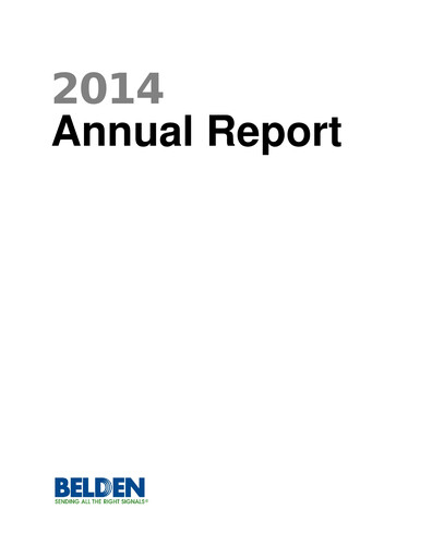 Thumbnail Belden Annual Report 2014