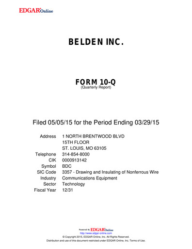Thumbnail Belden Quarterly Report 2015-q1