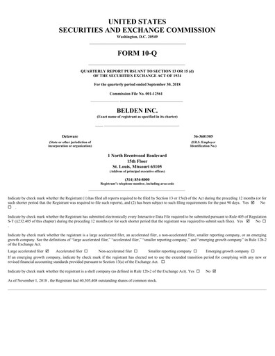 Thumbnail Belden Quarterly Report 2018-q3