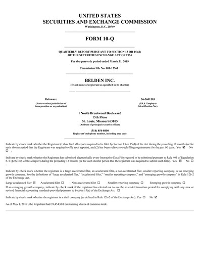 Thumbnail Belden Quarterly Report 2019-q1