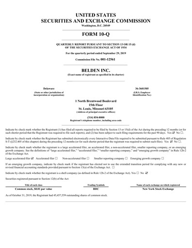 Thumbnail Belden Quarterly Report 2019-q3