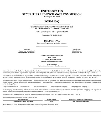 Thumbnail Belden Quarterly Report 2020-q3