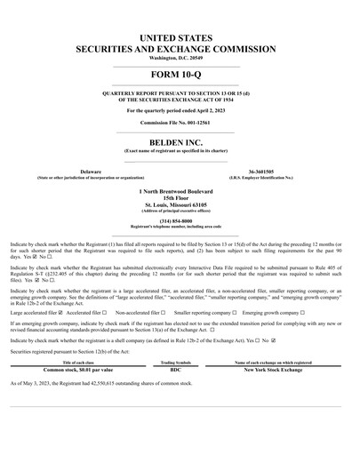 Thumbnail Belden Quarterly Report 2023-q1