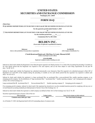 Thumbnail Belden Quarterly Report 2023-q3