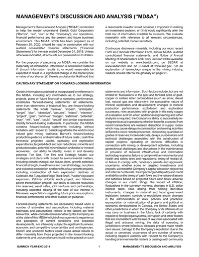 Thumbnail Barrick Gold Financial Statement 2019