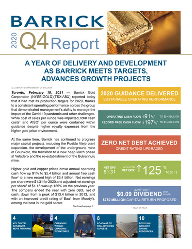 Thumbnail Barrick Gold Financial Statement 2020