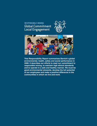Miniature Barrick Gold Rapport de durabilité 2008