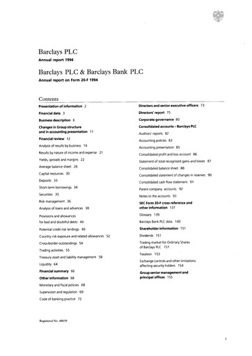 Thumbnail Barclays Annual Report 1994